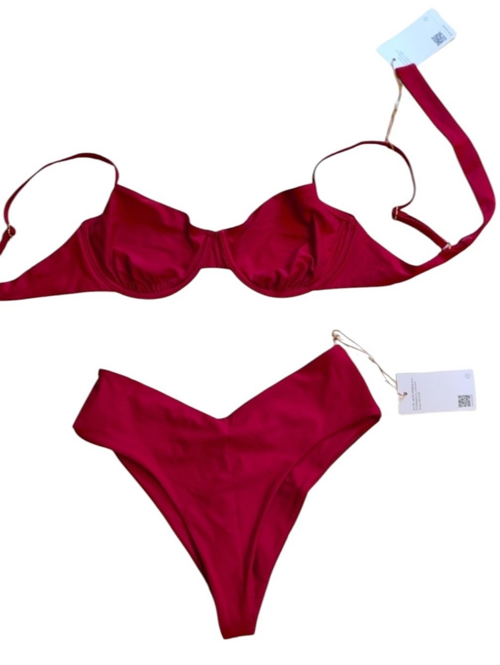 Nwt Quince Bikini Set Bottom & Underwire Top Cherry Red Size L